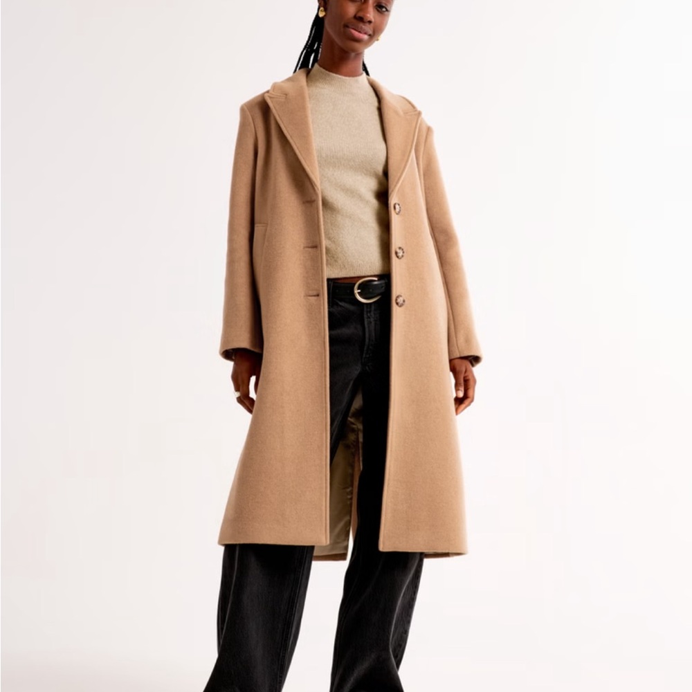 BNWT Abercrombie & Fitch Tan Wool Coat - Picture 2 of 3